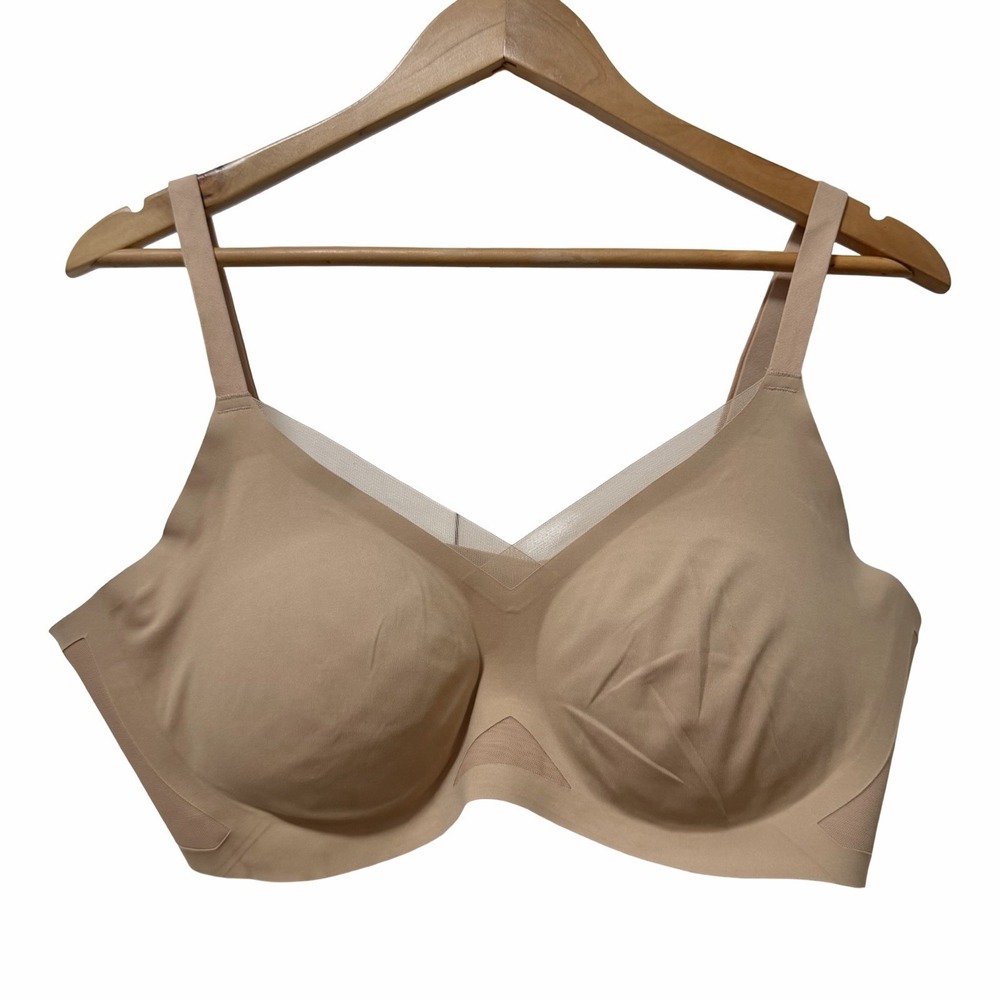 Honeylove Crossover V Veck T-Shirt Bra Size XL Sand Tan Seamless Full Coverage